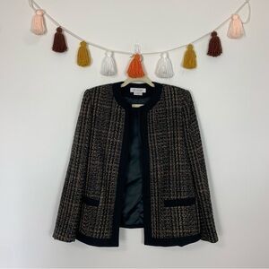 Vintage Gloria Vanderbilt Wool Blend Brown Black Blazer Size 10